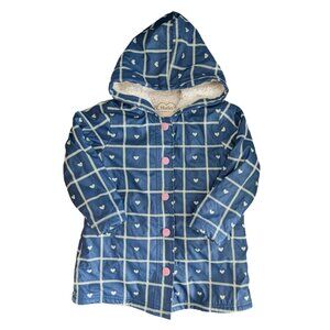 Hatley Lined Blue & Pink Hearts Raincoat Size 6 Toddler Girl